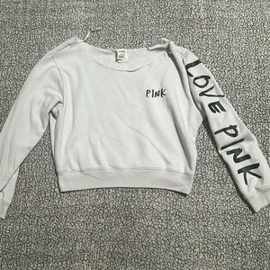 PINK - light blue off shoulders sweater Crop top